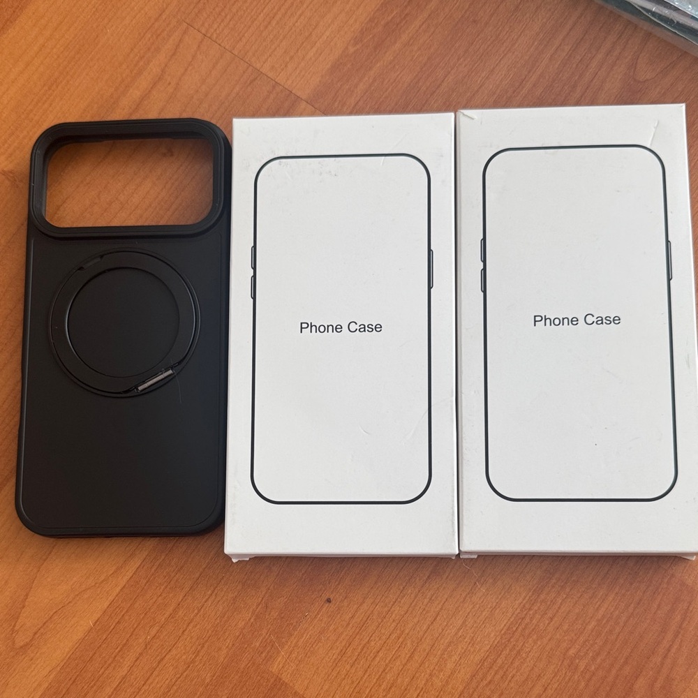 Black iPhone  17 pro Max Case with Ring Holder. 2 phone cases